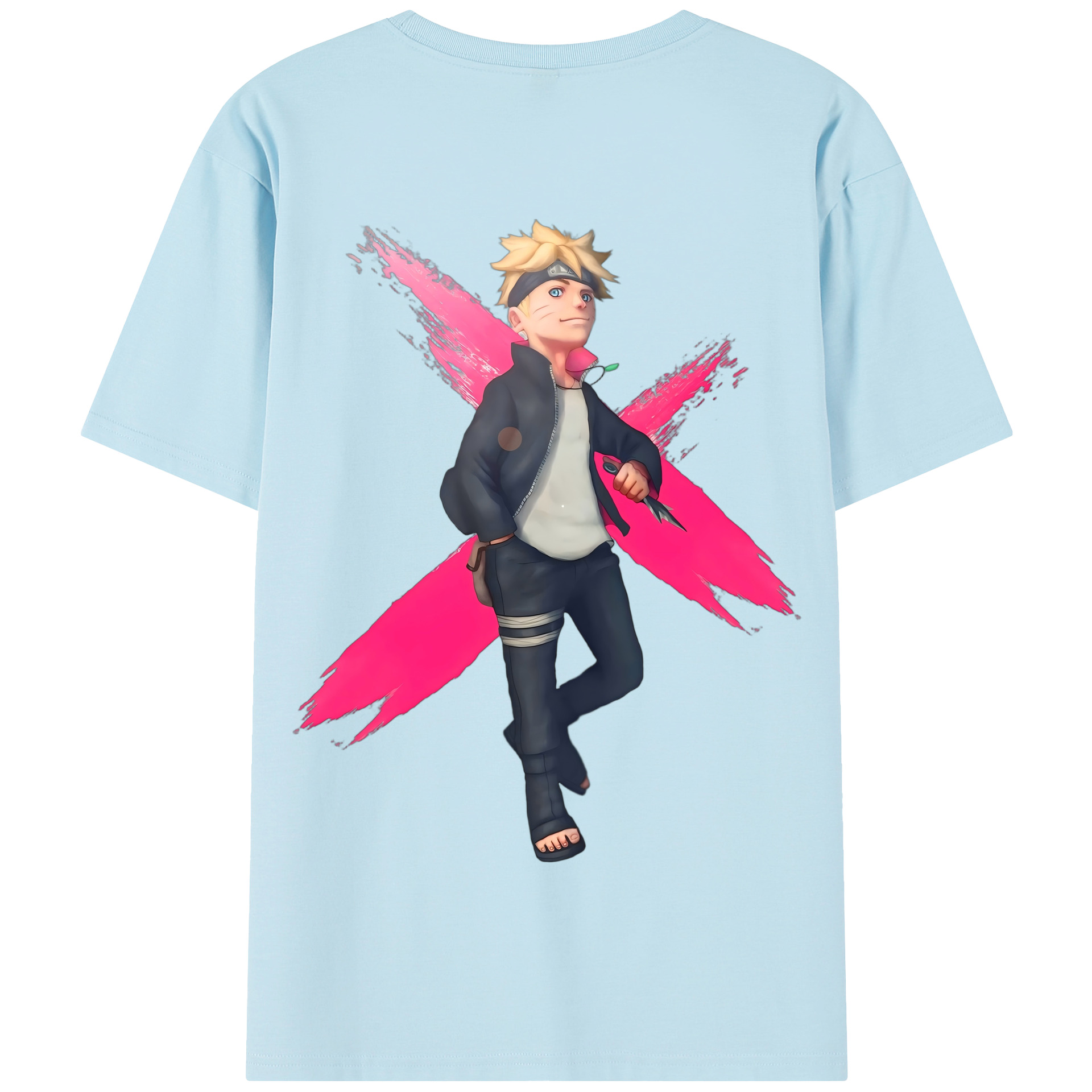 （画像用） NARUTO -ナルト- うずまき ボルト Uzumaki Boruto 綿100％半袖Tシャツ（背面プリント）